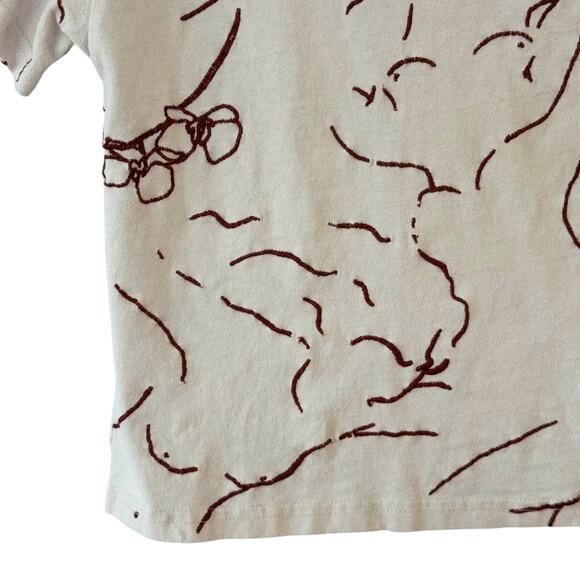 Urban Outfitters Lily of the Valley Shirt Womens XS Cream Embroidered Floral Tee - Picture 3 of 9